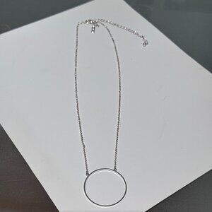 ✨ Lele Sadoughi Open Circle Pendant Necklace Silver Minimalist Designer Jewelry